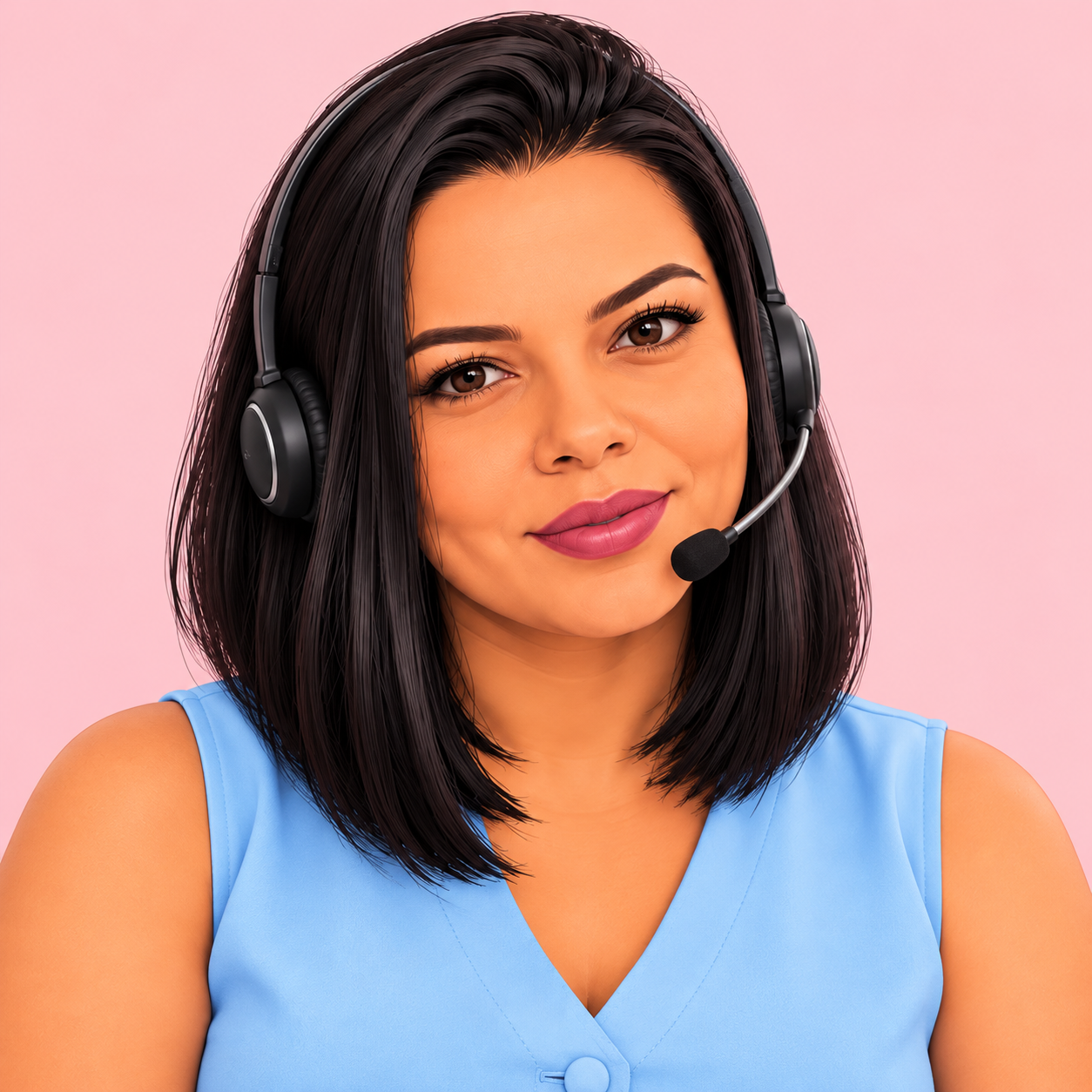 Aline com fone e microfone de atendimento
